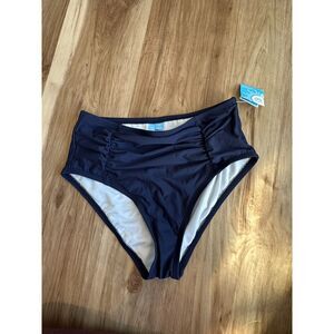NWOT Draper James Navy Side Ruched High Waist Bikini Bottom Size Small